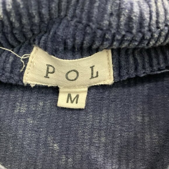 POL Corduroy Jacket Womens M Blue Crop Raw Hem Balloon Sleeve Preppy Boho Indie - Picture 7 of 8
